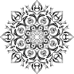 Vector tribal mandala ornament inspired by Balinese heritage style, abstract decorative pattern for creative design use