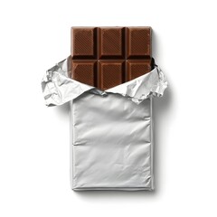 Chocolate bar with foil partly unwrapped