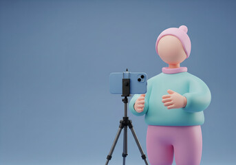 3D Character Recording Video with Smartphone on Tripod