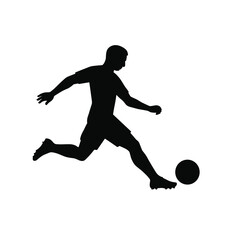 Footballer Silhouette – Running Low Drive Shot, Classic Kick Vector