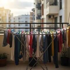 Clothes Drying on Balcony.