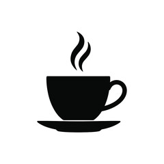 Large Coffee Cup Silhouette Vector – Steaming Cup on Saucer