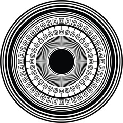 Vector decorative radial ornament inspired by Balinese heritage art, concentric mandala geometric pattern for textile and wallpaper design