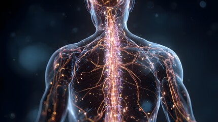 Transparent Human Body Showing Detailed Nervous System Structure