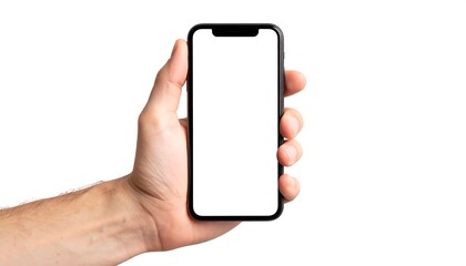 Hand holding a black smartphone