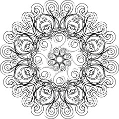 Vector flowing spiral ornament with Balinese inspired ethnic style, abstract decorative mandala pattern for textile and surface design