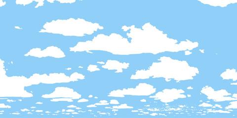 Bright, fluffy white clouds drift across a seamless blue sky on a clear summer day. Bright and shinny natural and cloudy sky. cloud watercolor heaver light sunny space background. cloudy sky. smoky