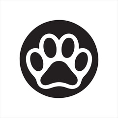 Dog Paw with Sun vector silhouette sketch art logo illustration