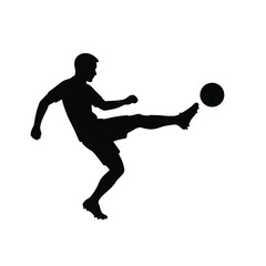 Soccer Volley Kick Silhouette – High Raised Leg, Side Profile Vector