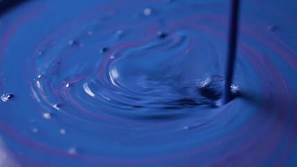 Close-up cinematic shot of thick blue paint swirling and dripping into a liquid vortex, creating - Powered by Adobe