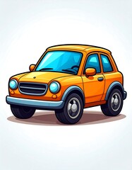 Orange Retro Car Illustration.