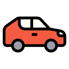 Icono de coche. Automóvil moderno utilizado como medio de transporte personal y urbano para movilidad diaria. Ilustración vectorial