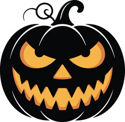 Halloween pumpkin jack o lantern face silhouette vector
