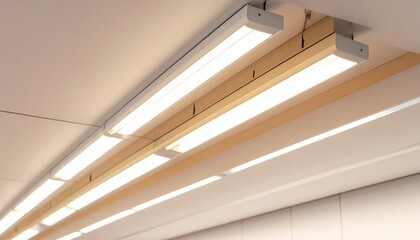 Obraz premium Modern LED strip lights mounted on a ceiling