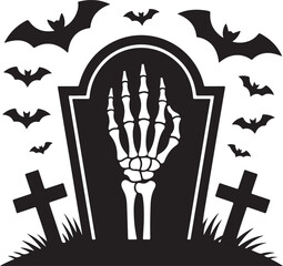 Halloween skeleton hand grave silhouette vector