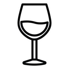Black outline of wine glass with liquid drink beverage