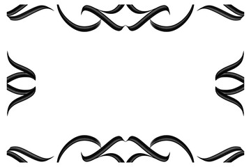 Elegant ornamental frame with black decorative swirls on transparent background. Perfect for invitations, certificates, posters, greeting cards, and design projects.