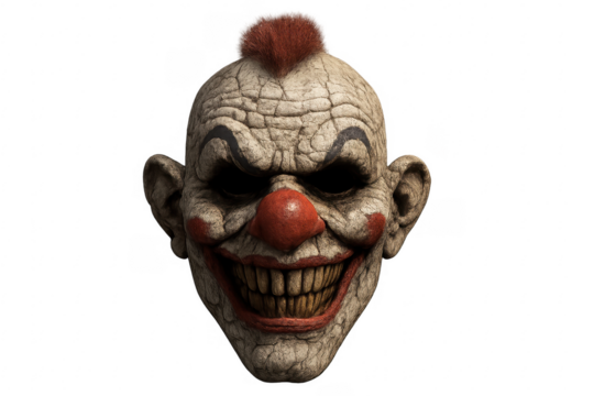 Scary clown face having evil smile on transparent background - Powered by Adobe