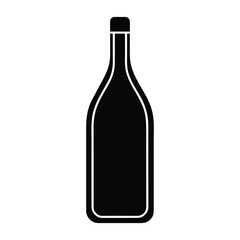 Black silhouette of a tall bottle with a rounded cap on white background container