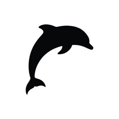 Vector silhouette of large dolphin, minimal solid black marine animal isolated design