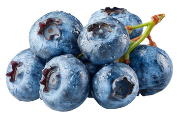 ripe and delicious sweet blueberries isolated on transparent background