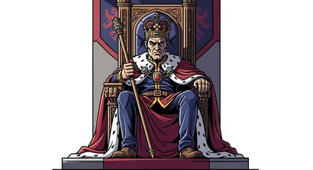 Fototapeta premium King on Throne Illustration.