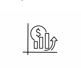 Revenue Growth Icon Line Vector Illustration