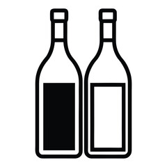 Two black and white outline bottles with solid black fill liquid drink