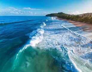 overhead photo of crashing waves on the shoreline tropical beach surf abstract aerial ocean view the beach is a natural and beautiful place to visit ai genere genial vague image de ocean hd fonds d