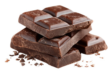 sweet chocolate bar pieces, isolated on transparent background