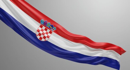 Waving flag of croatia, a symbol of national pride and identity on gray background.