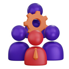 Teamwork and Collaboration Representation with Orange Gear on Transparent Background