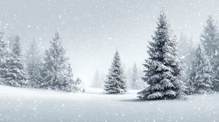 Fototapeta premium winter wonderland landscape snow scene christmas trees snowfall background illustration art design