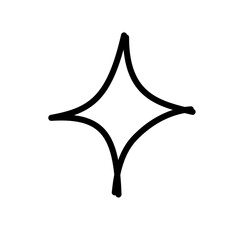 Hand-drawn doodle sparkle star, simple shining decoration symbol sketch.