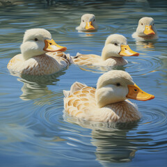 Ducks Swimming in Pond Water