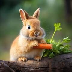 Cute Rabbit Eating Carrot
