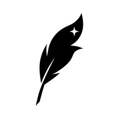 Silhouette feather with star symbol magical theme night sky vector design with white background  