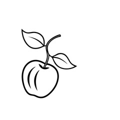Outline drawing of an apple with leaves silhouette