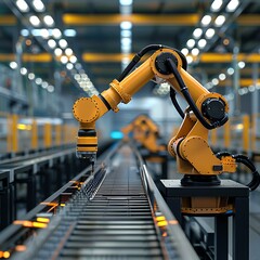 Robotic arm in factory.