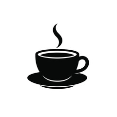 Classic Coffee Cup and Saucer Silhouette – Steaming Hot Drink Icon