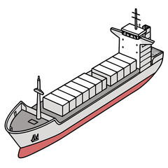Obraz premium Illustration of a large cargo ship carrying many containers across the ocean for global trade and logistics