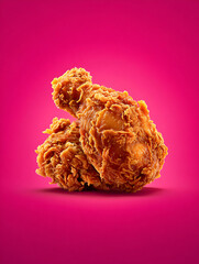 Crispy Fried Chicken Drumsticks on Pink Background – Fast Food Aesthetic made with generative AI