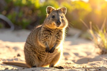 Quokka in Natural Habitat &ndash; Smiling Marsupial from Rottnest Island