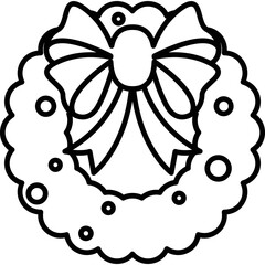 Flat Christmas Wreath Holiday Decoration Vector