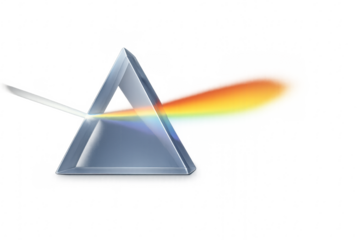 Glass prism dispersing light creating rainbow spectrum