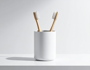 Toothbrush holder mockup isolated on white background, copy space