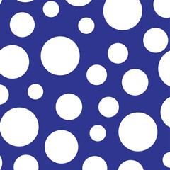White background with blue polka dots. Polka dots seamless pattern