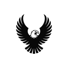Striking black silhouette of an eagle with wings spread wide