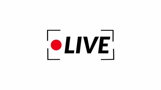 Animation of live button with , 4k simple live streaming icon animation, transparent background live streaming and broadcasting in 4k  with alpha channel.