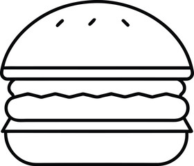Simple Line Art Icon of a Classic Hamburger with Sesame Seed Bun